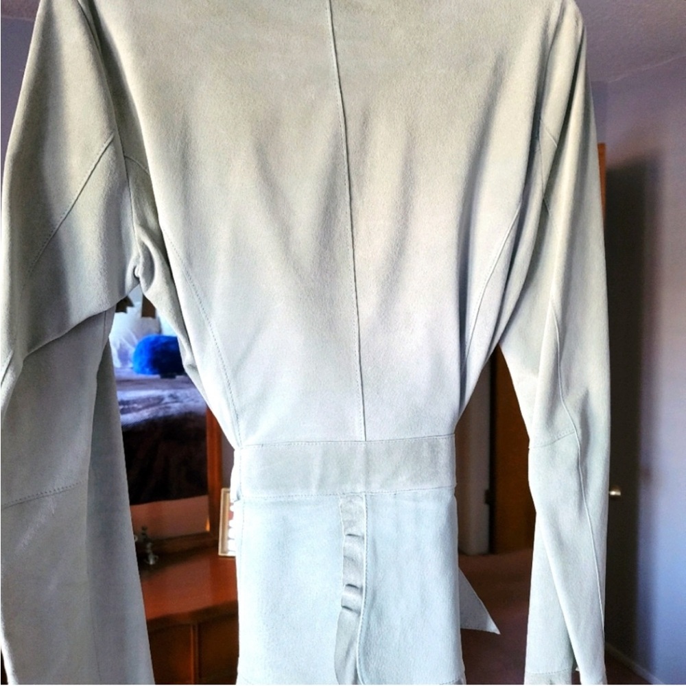 KAREN KANE Vintage Genuine Suede Mint Green Belted Jacket, Medium (& Small) - Picture 5 of 6